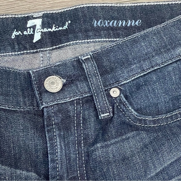 7 For All Mankind Womens Roxanne Rhinestone Bling Pockets Jean Medium Wash Sz 27 - Picture 8 of 10